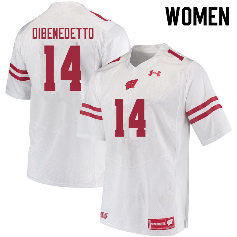 Women #14 Jordan DiBenedetto Wisconsin Badgers College Football Jerseys Sale-White - Click Image to Close